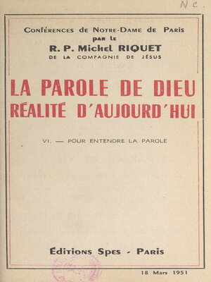 cover image of La parole de Dieu, réalité d'aujourd'hui (6). Pour entendre la Parole